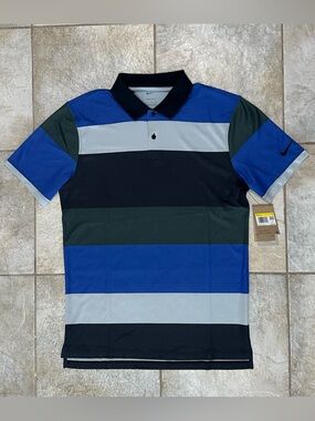 Nike Men’s Blue, Black & Gray Striped Polo